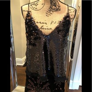 Free People Black Sequin Camisole
